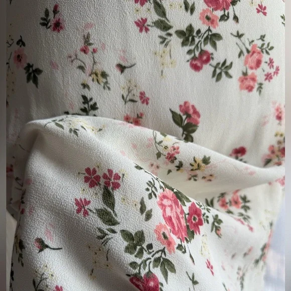 Reformation White Dress with Pink and Green Floral Accents - Picture 2 of 5